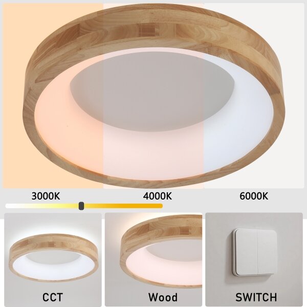 Brilagi-LED Strop. svítidlo FALCON WOOD LED/30W/230V 3000/4000/6000K 45 cm dřevo