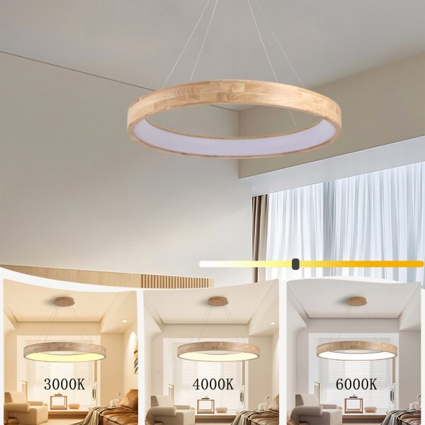 Brilagi -LED Lustr na lanku FALCON WOOD LED/60W/230V 3000/4000/6000K 80 cm dřevo