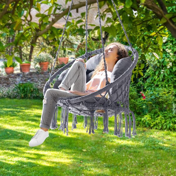 Detex Závěsné křeslo BOHO s polštáři, Ø61cm, antracitová