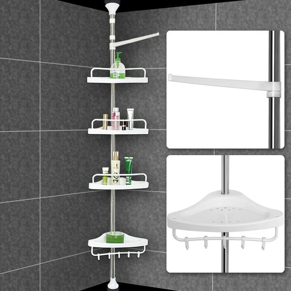 Teleskopický regál do sprchy DELMO, 92-306 cm, bílá Deuba