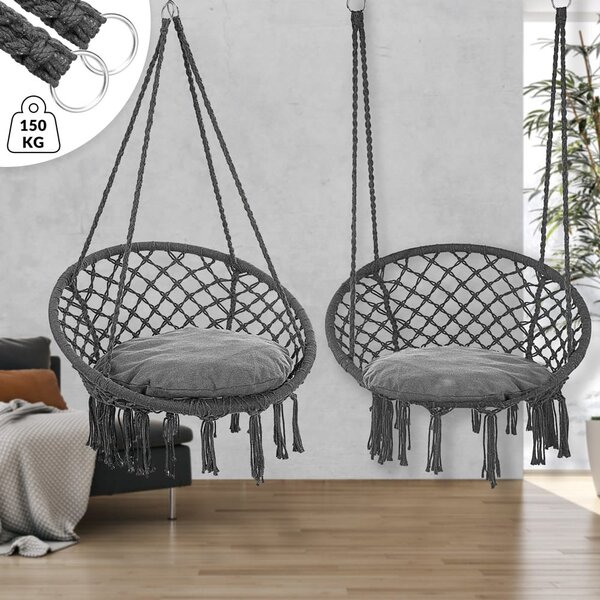 Detex Závěsné křeslo BOHO s polštáři, Ø61cm, antracitová