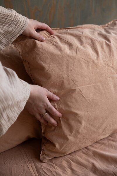 Povlečení z organické bavlny Crinkle Peach Pink 150 × 210 cm