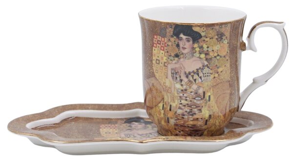 HOME ELEMENTS Porcelánový hrnek 360 ml, s podtáckem, Klimt, Adele