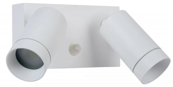 Lucide 09831/02/31 venkovní nástěnná lampa Taylor 2x50W | GU10 | IP54 - bílá, bodová, nastavitelná, pohybový senzor