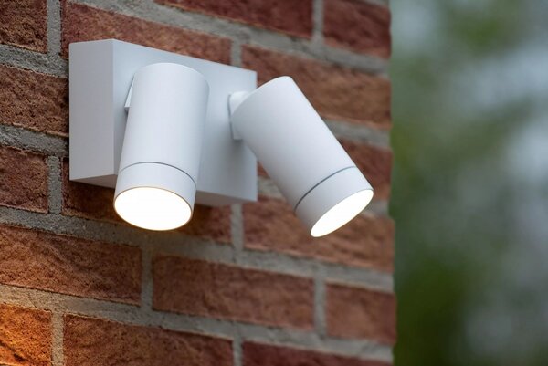 Lucide 09831/02/31 venkovní nástěnná lampa Taylor 2x50W | GU10 | IP54 - bílá, bodová, nastavitelná, pohybový senzor