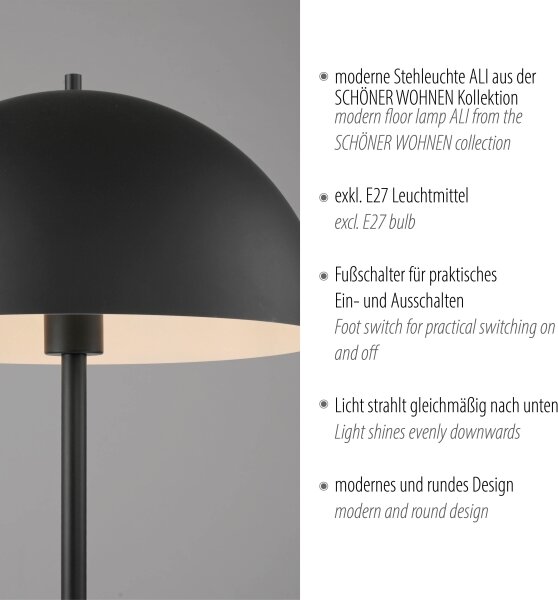 Schöner Wohnen 11727-18 - Stojací lampa ALI 1xE27/25W/230V černá