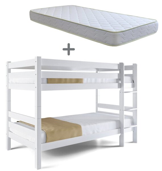 Patrová postel s matracemi LENNY 140 - buk bílá