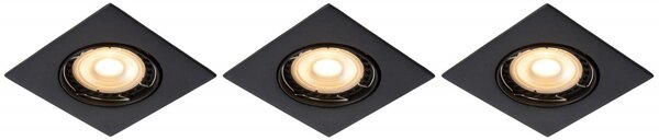 Lucide 11002/15/30 zápustné bodové svítidlo Focus 3x5W | LED GU10 | 3 x320lm | 3000K - žárovka je součástí balení, stmívaltené, černá, čtverec