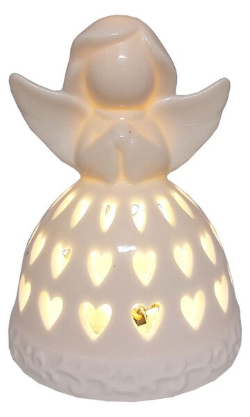 Anděl porcelánový bílý svítící LED 3130054