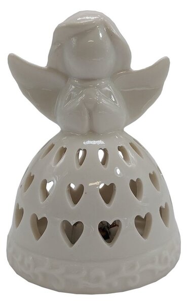 Anděl porcelánový bílý svítící LED 3130054