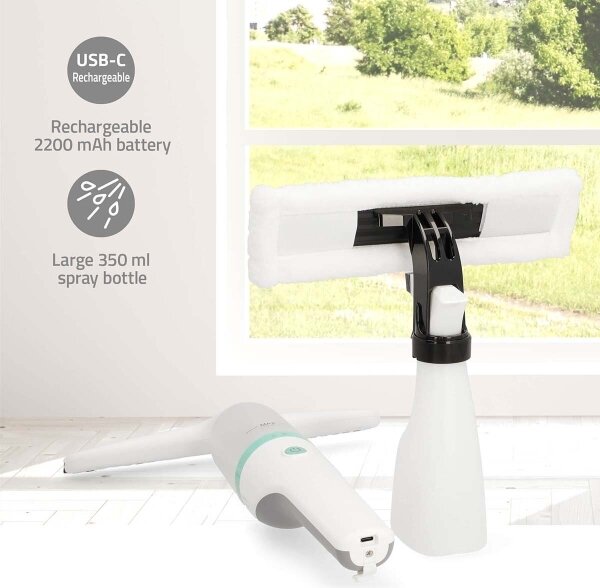 Nedis VCWI230WT - Nabíjecí okenní vysavač 12W/2200 mAh IPX4