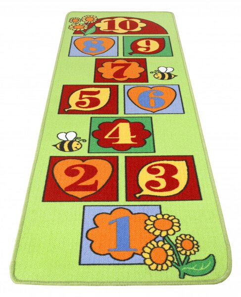 Vesna | Dětský koberec 708 Hop Play Carpet zelený 67x200 cm