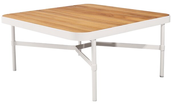 Bílý teakový zahradní konferenční stolek Mindo 100 83,5 x 83,5 cm