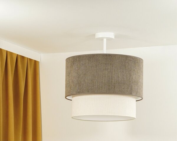 Duolla - Přisazený lustr CORDUROY 1xE27/15W/230V pr. 40 cm hnědá/krémová