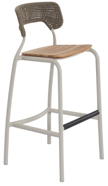 Béžová zahradní barová židle Mindo 102 s teakovým sedákem 78,5 cm