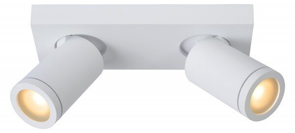 Lucide 09930/10/31 stropní bodové svítidlo 2x5W | LED GU10 | 2x320lm | 2200K/3000K | IP44 - žárovka je součástí balení, bílé, nastavitelné, stmívatelné, CCT