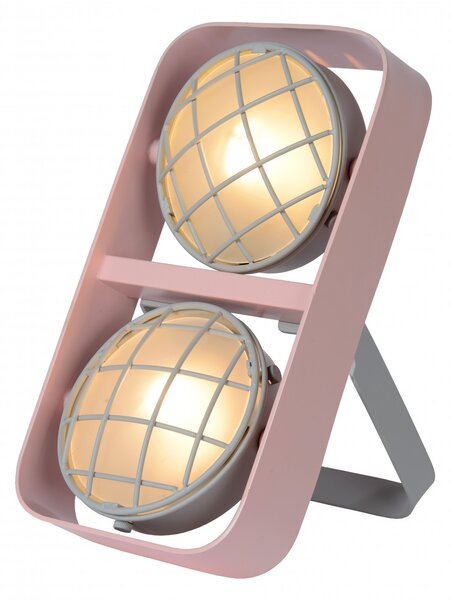 Lucide 05533/02/66 dětská stolní lampička Renger 2x25W | G9 - růžová, kov, nastavitelná, vypínač na kabelu