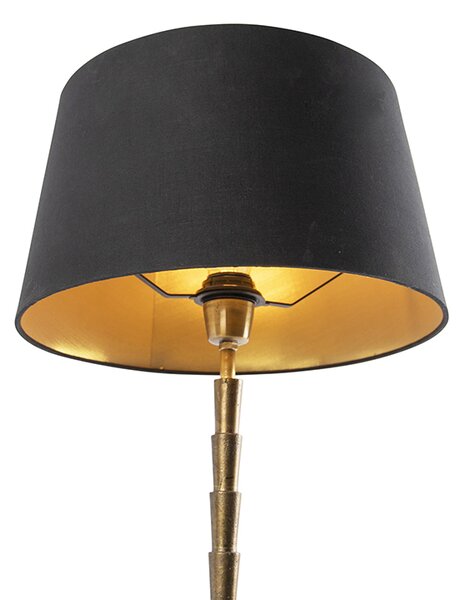 Stolní lampa v art deco stylu bronzová s černým bavlněným stínítkem 35 cm - Pisos