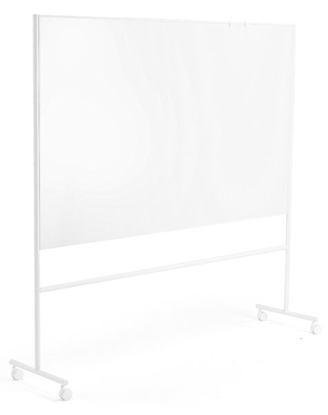AJ Produkty Mobilní bílá tabule EMMA, oboustranná, 2000x1200 mm, bílý rám