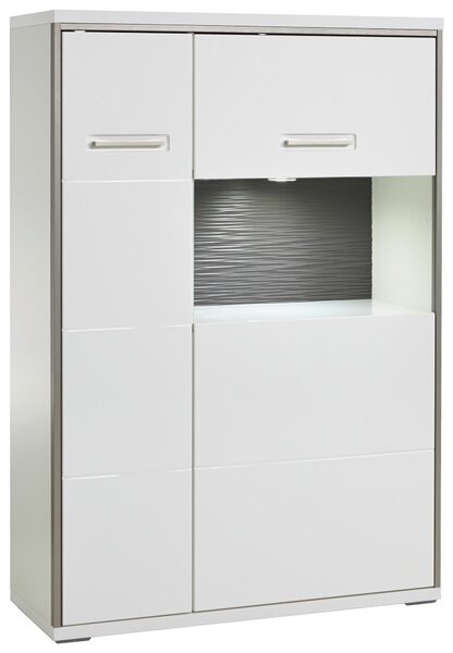 VYSOKÁ KOMODA, šedá, barvy stříbra, bílá, 94/137/38 cm Livetastic - Online Only obývací stěny, Online Only
