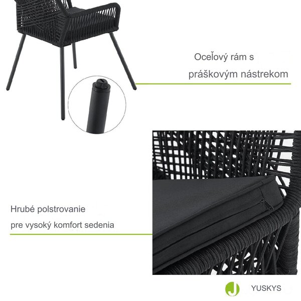 Juskys Kovová křesla Kastos 2 ks - černá