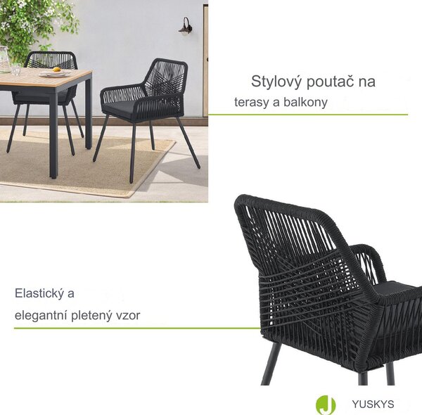 Juskys Kovová křesla Kastos 2 ks - černá