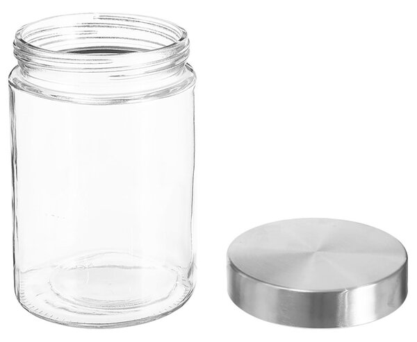 Skleněná nádoba na potraviny s víkem z nerezové oceli, 1200 ml