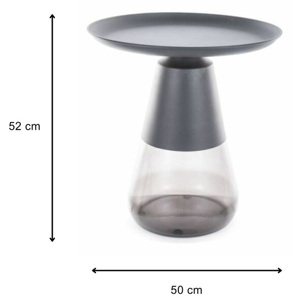 Signal Odkládací stolek Tiffany 50 cm čirý/černý mat