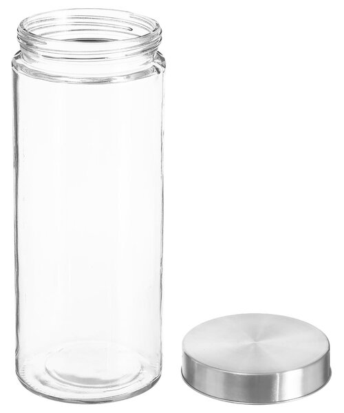 Skleněná nádoba na potraviny s víkem z nerezové oceli, 2000 ml