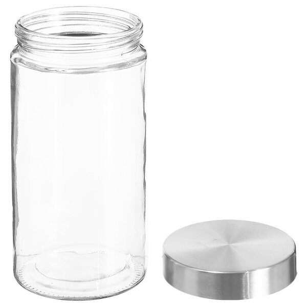 Skleněná nádoba na potraviny s víkem z nerezové oceli, 1700 ml