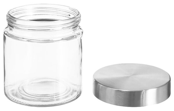 Skleněná nádoba na potraviny s víkem z nerezové oceli, 750 ml