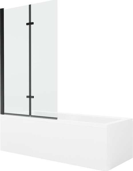 MEXEN/S - Cubik obdélníková vana 150 x 70 cm s panelem + vanová zástěna 100 cm, transparent, černá 550315070X9210027000