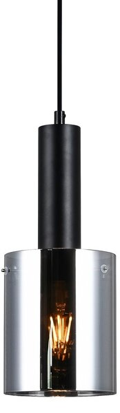 Italux PND-5581-1-BK+SG závěsné stropní svítidlo Sardo 1x40W | E27 - černá, kouřové sklo