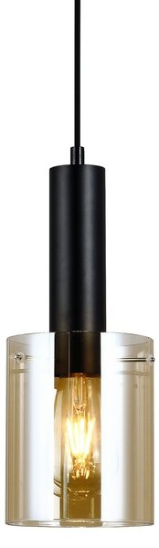 Italux PND-5581-1-BK+AMB závěsné stropní svítidlo Sardo 1x40W | E27 - černá, jantarová