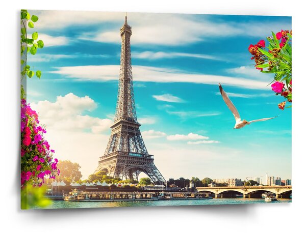 Sablio Obraz Paříž Eifellova věž Mraky - 150x110 cm