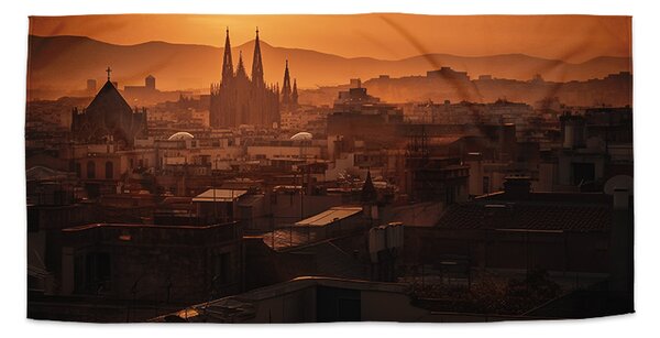 Sablio Ručník Barcelona Night Skyline - 30x50 cm