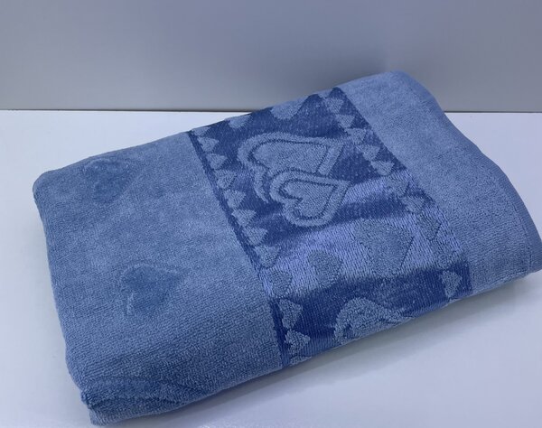 Žakárový froté ručník modrý srdíčko 50x90cm TiaHome