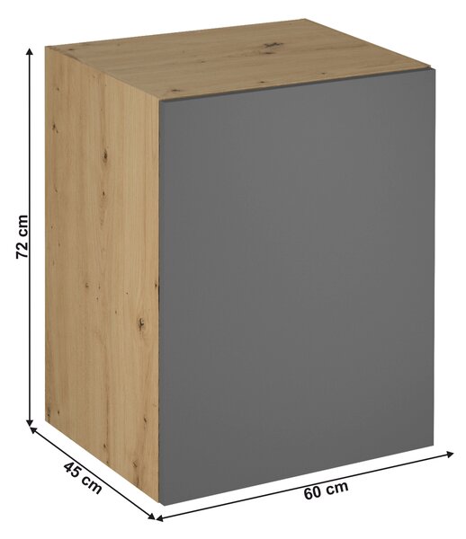 KONDELA Horní skříňka, dub artisan/šedý mat, univerzální, LANGEN G60G