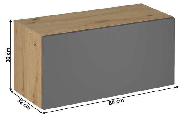KONDELA Horní skříňka, dub artisan/šedý mat, LANGEN G80K
