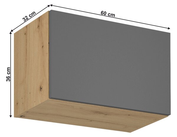 KONDELA Horní skříňka, dub artisan/šedý mat, LANGEN G60KN