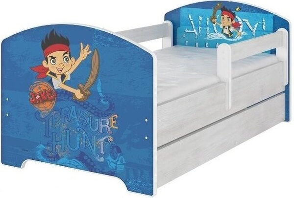 Dětská postel se šuplíkem Disney - JAKE A PIRÁTI 140x70 cm