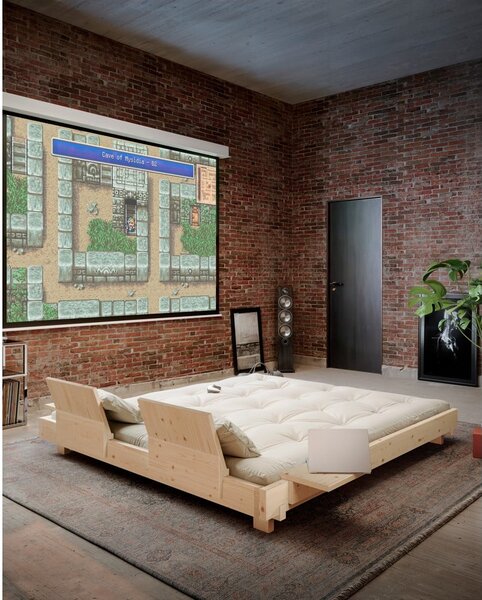 Hnědá dvoulůžková postel z borovicového dřeva s roštem 160x200 cm Social – Karup Design