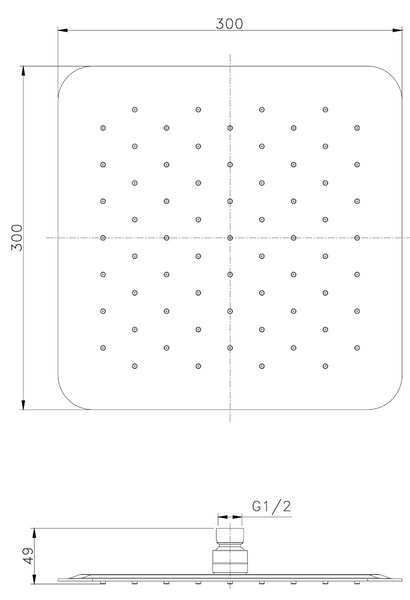 Sapho Sapho, Hlavová sprcha, 300x300, zlatá matná, SL101GB