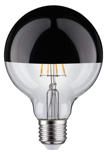 LED žárovka E27 827 6,5W, zrcadlená černá chrom