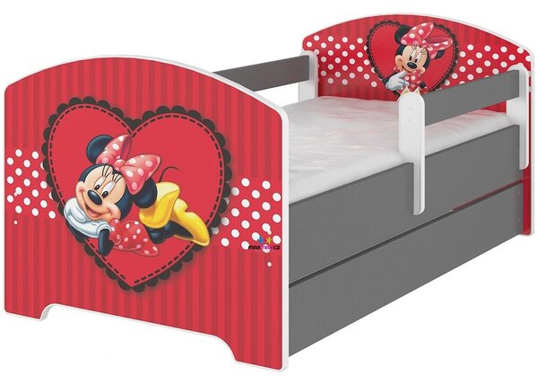 Dětská postel Disney - zamilovaná MINNIE 160x80 cm (2x krátká zábrana, bez šuplíku)