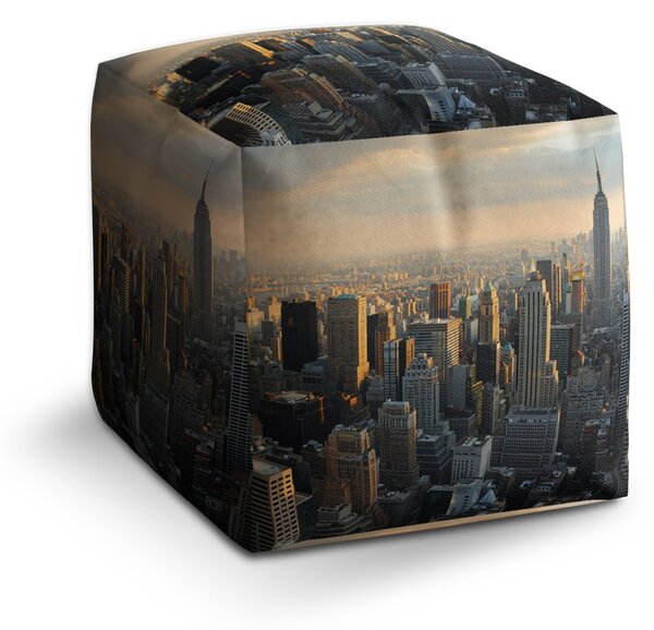 Sablio Taburet Cube New York Skyline: 40x40x40 cm