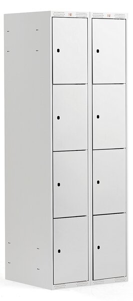 AJ Produkty Boxová šatní skříň CLASSIC, 2 sekce, 8 boxů, 1740x600x550 mm, šedá, šedé dveře