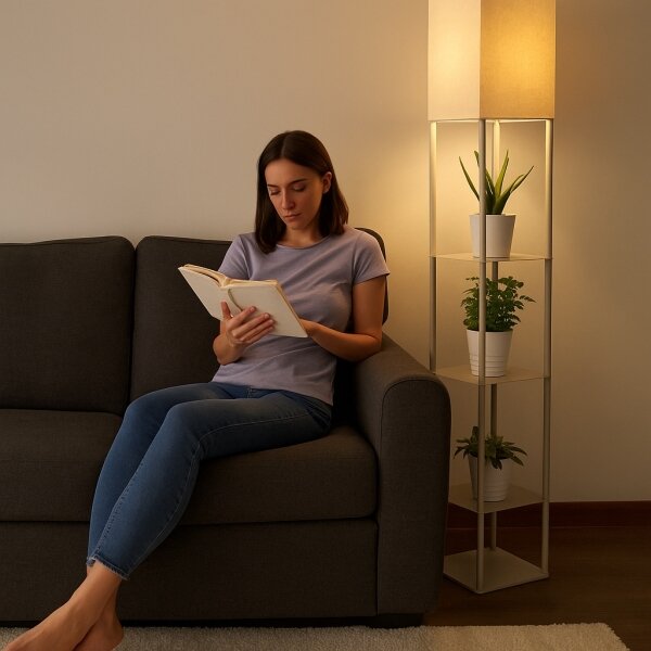 Brilagi - Stojací lampa s poličkami GRADUS 1xE27/40W/230V 150 cm šedá/béžová