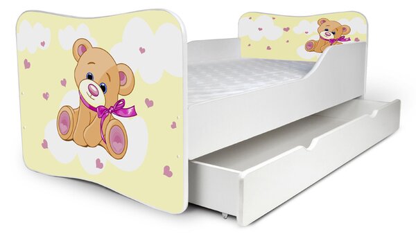 Dětská postel se šuplíkem MEDVÍDEK žlutý 180x80 cm + matrace ZDARMA