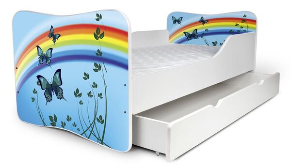 Dětská postel se šuplíkem MOTÝLCI 160x80 cm + matrace ZDARMA